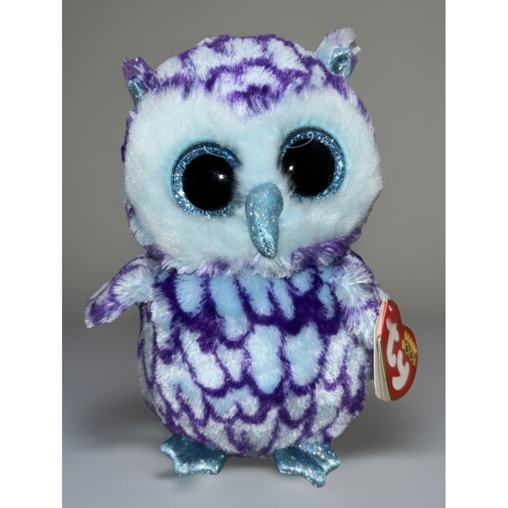 TY Beanie Boos Oscar The Owl 6" Plush Blue Purple DOB‎ June 10th NEW with tag